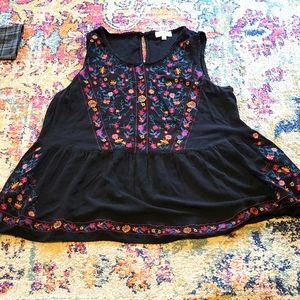 Umgee Embroidered Babydoll Tank EUC